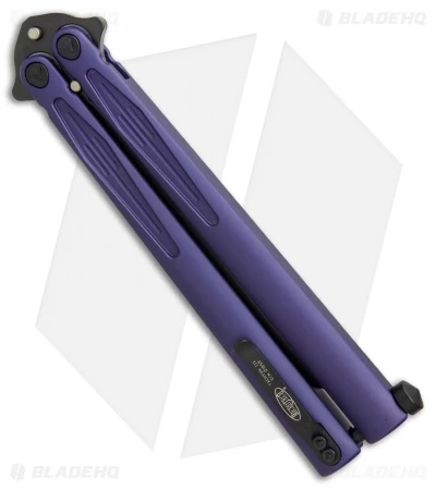 Microtech Tachyon III Balisong Butterfly Knife Purple (4.5" Black) 173-1DLCPU - Image 3
