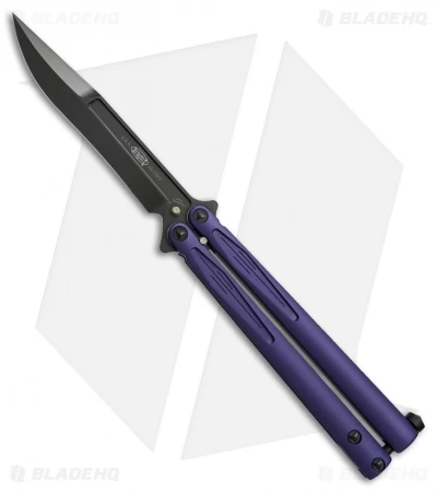 Microtech Tachyon III Balisong Butterfly Knife Purple (4.5" Black) 173-1DLCPU