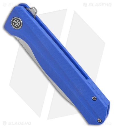 Petrified Fish Forward Liner Lock Knife Blue G-10 (3.5" Satin D2) PF818BS - Image 2