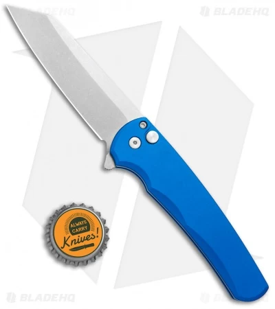 Pro-Tech Malibu Reverse Tanto Plunge Lock Flipper Knife Blue (3.3" Stonewash) - Image 4