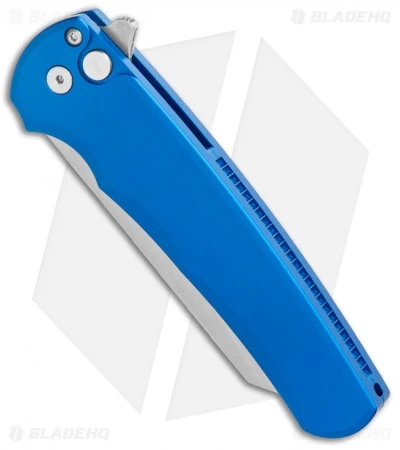Pro-Tech Malibu Reverse Tanto Plunge Lock Flipper Knife Blue (3.3" Stonewash) - Image 2