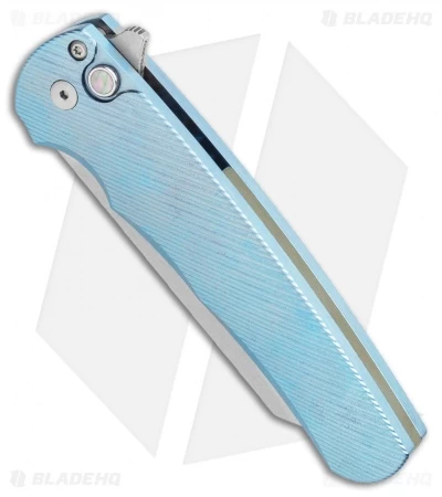 Pro-Tech Malibu Reverse Tanto Plunge Lock Flipper Knife Blue Titanium (3.3" SW) - Image 2