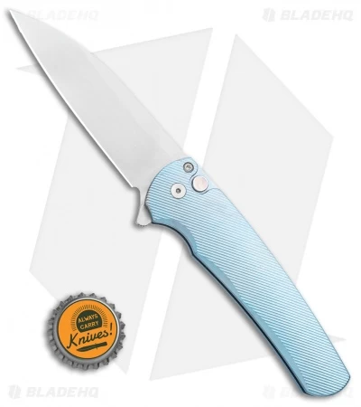 Pro-Tech Malibu Wharncliffe Plunge Lock Flipper Knife Blue Titanium (3.3" SW) - Image 4