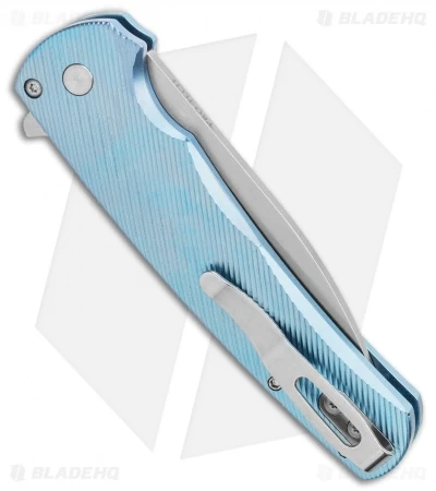 Pro-Tech Malibu Wharncliffe Plunge Lock Flipper Knife Blue Titanium (3.3" SW) - Image 3