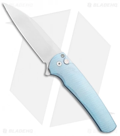 Pro-Tech Malibu Wharncliffe Plunge Lock Flipper Knife Blue Titanium (3.3" SW)