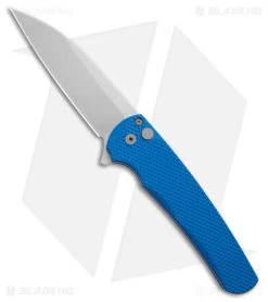 Pro-Tech Malibu Wharncliffe MagnaCut Button Lock Flipper Knife Textured Blue