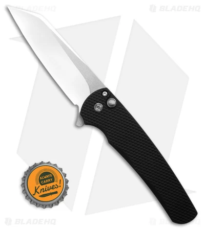 Pro-Tech Malibu Reverse Tanto Flipper Knife Textured Black Alum (3.3" Mirror) - Image 4