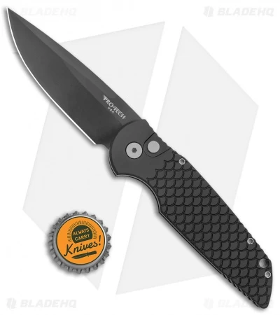 Pro-Tech TR-3 Automatic Knife Black Fish Scales (3.5" DLC S45VN) Exclusive - Image 4