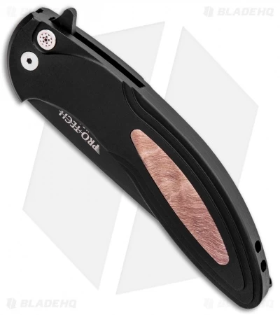 Pro-Tech Cambria Flipper Knife Maple Burl (3.5" Black) - Image 2