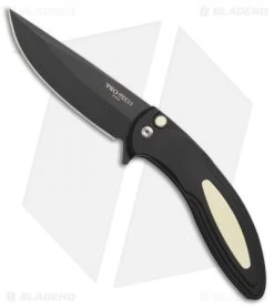 Pro-Tech Cambria Flipper Knife Tuxedo Black W/ Ivory Micarta (3.5" Black) CF52