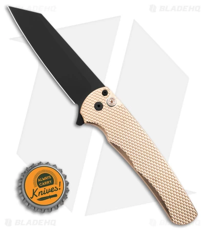 Pro-Tech Malibu Reverse Tanto Button Lock Knife Bronze Alum (3.3" Black DLC) - Image 4