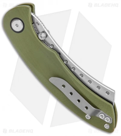 Red Horse Knife Works Hell Razor P Liner Lock Knife OD Green G10 (3.625" SW) - Image 3