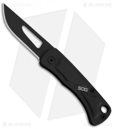 SOG Centi II Lock Back Keychain Knife Black Stainless Steel (2.1" Black)
