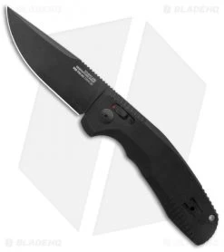 SOG Knives SOG-TAC AU Drop Point Automatic Knife Black Aluminum (3.4" Black)