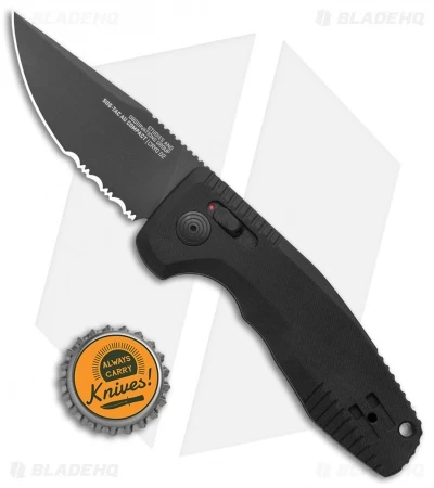 SOG Knives SOG-TAC AU Compact Automatic Knife Black (3" Black Serr) - Image 4