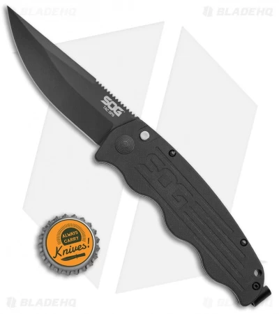 SOG Tac Ops Automatic Knife Black Canvas Micarta (3.5" S35VN Black) - Image 4