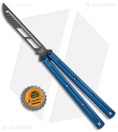 Squid Industries Krake Raken V2.5 Balisong Trainer Blue Inked (4.4" Black) - Image 4