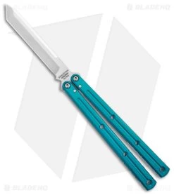 Squid Industries Krake Raken V2.5 Tanto Balisong Knife Teal (4.5" Satin)