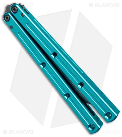 Squid Industries Krake Raken V2.5 Tanto Balisong Knife Teal (4.5" Inked) - Image 3