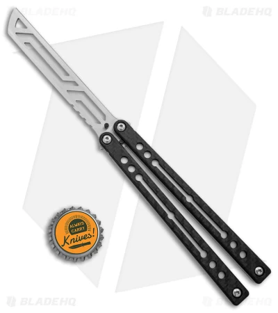 Squid Industries Nautilus Butterfly Balisong Trainer CF/Silver (4.4" Satin) - Image 4