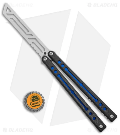 Squid Industries Nautilus Butterfly Balisong Trainer V2 Blue/Black (2.5" Satin) - Image 4