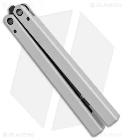 Squid Industries Triton Inked Butterfly Balisong Trainer Silver (Black Trainer) - Image 3