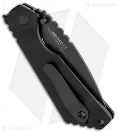 Strider + Pro-Tech SnG Automatic Knife Black Aluminum (3.5" Shark Skin) - Image 3