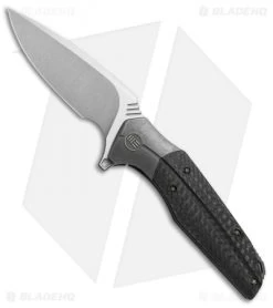 WE Knife Co. Nitida Frame Lock Knife Gray Ti/CF (3.5" Stonewash) 707B
