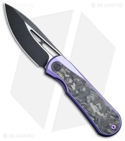 WE Knife Co. Baloo Frame Lock Knife Purple Ti/CF (3.3" Black SW) WE21033-3