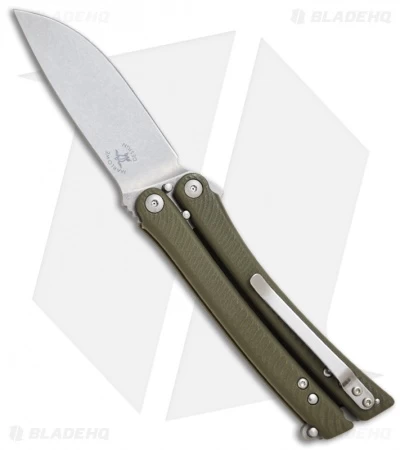 Benchmade 53 Mangus Bali-Song Butterfly Knife Green G-10 (3.15" Satin) - Image 2