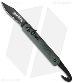 Colonial Ranger Automatic Knife OD Green Bail (3" Black Serr) M-736