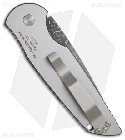Pro-Tech Tactical Response TR-3 Steel Custom Automatic Knife (3.5" Damascus) - Image 2