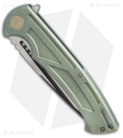 We Knife Co. 614C Frame Lock Knife Green Titanium (4.2" Black/Satin) - Image 2